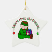 White Elf Baby 1. Weihnachtsdekoration Keramikornament (Vorne)