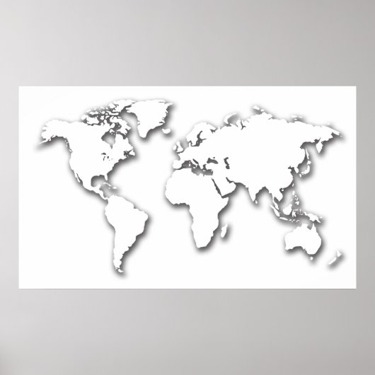 White Embossed World Map Poster (Vorne)