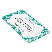 White Emerald Green Damask Hochzeit Save the Date Magnet (Rechte Seite)