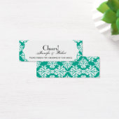 White Emerald Green Damask Wedk Drink Ticket (Schreibtisch)