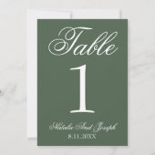 White Emerald Green Old Money Wedding Table Number Einladung (Rückseite)