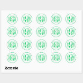 White Emerald Green Vine Script Monogram, DIY BG Runder Aufkleber (Blatt)
