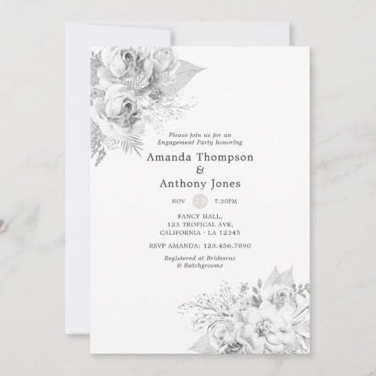 White-Engagement-Partei Einladung (Vorderseite)