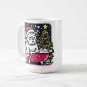 White English Bulldog Bath Christmas Kaffee Tasse (Vorderseite Links)