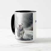 White English Bulldog Frohe Weihnachten Menschlich Tasse (Vorderseite Links)