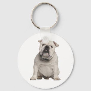 White English Bulldog Welpe Hund Schlüsselanhäng Schlüsselanhänger