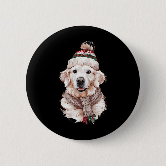 White English Cream Golden Retriever Mama Doppy Pu Button (Vorderseite)