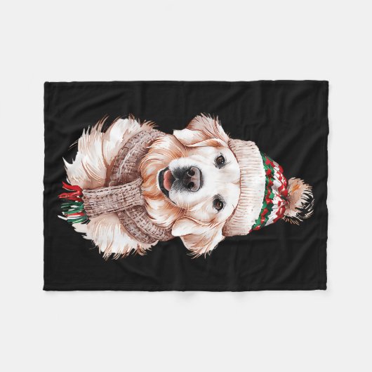 White English Cream Golden Retriever Mom Dog Puppy Fleecedecke (Vorderseite (Horizontal))