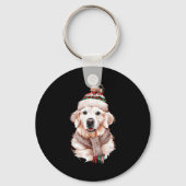 White English Cream Golden Retriever Mom Dog Puppy Schlüsselanhänger (Vorderseite)