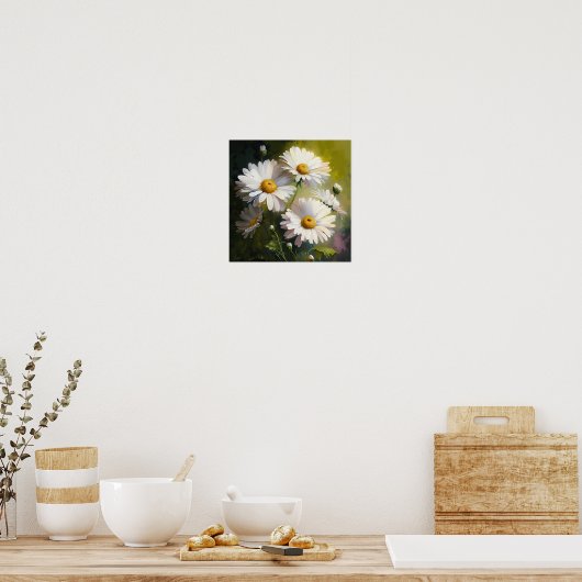 White English Daisy Blume Art Print Poster (Küche)