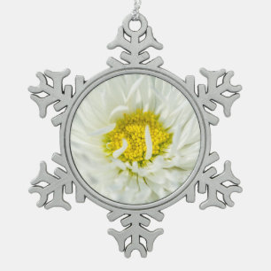 White English Daisy Blume Schneeflocken Zinn-Ornament