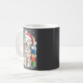 White English Golden Retriever Santa Hat Christmas Kaffeetasse (Vorderseite Links)