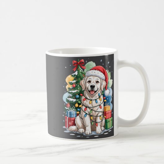 White English Golden Retriever Santa Hat Christmas Kaffeetasse (Rechts)