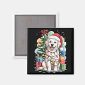White English Golden Retriever Santa Hat Christmas Magnet (Vorderseite/Rückseite)