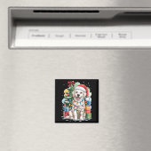 White English Golden Retriever Santa Hat Christmas Magnet (In Situ (Geschirrspüler))
