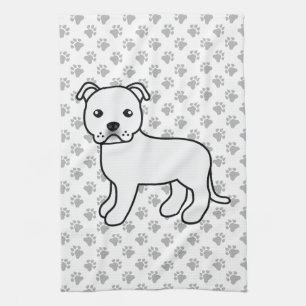 White English Staffordshire Bull Terrier Dog Geschirrtuch