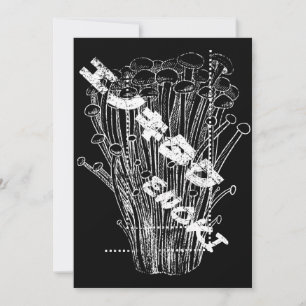 White Enoki Mushrooms Japanese Letters Fungus Food Einladung