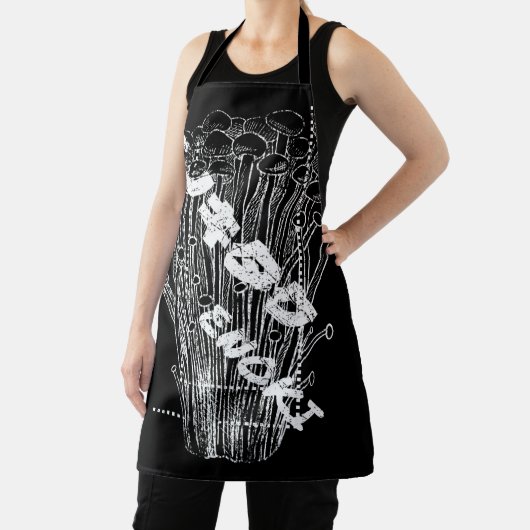 White Enoki Mushrooms Japanese Letters Fungus Food Schürze (InSitu)