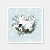 White Ermine Blue Christmas Snowflakes  Serviette (Vorderseite)