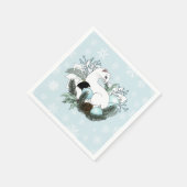 White Ermine Blue Christmas Snowflakes  Serviette (Ecke)