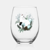 White Ermine Blue Christmas Snowflakes Weinglas Ohne Stiel (Vorderseite)