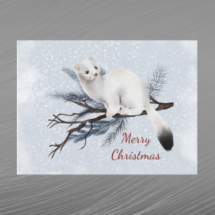 White Ermine Pine Watercolor Feiertagspostkarte