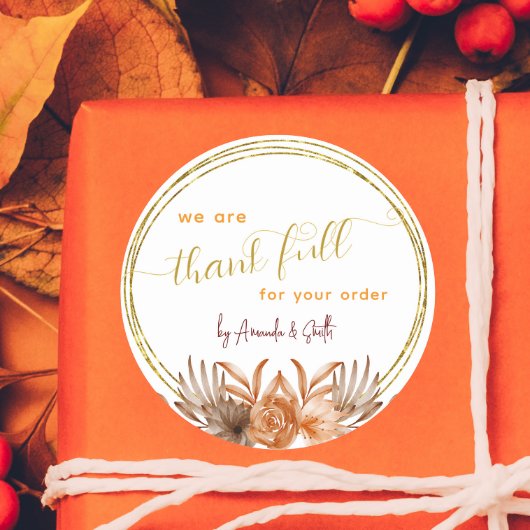 White Erntedank Business Aufkleber für Kunden