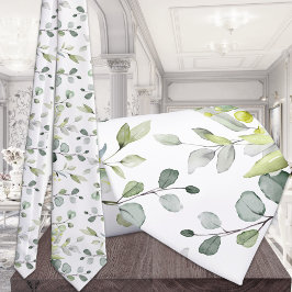 White Eukalyptus Greenery Wedding Krawatte