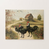 White Faced Black Spanish Bantam Roosters Chickens Puzzle (Horizontal)