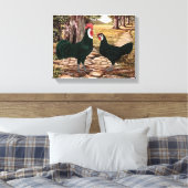 White Faced Black Spanish Rooster und Hen - Woods Leinwanddruck (Insitu (Schlafzimmer))