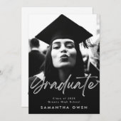 White Fade Brush Graduate Modernes Script Foto Ankündigung (Vorne/Hinten)