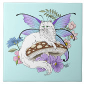 White Fairy Cat Mushroom Fliese (Vorderseite)