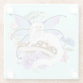 White Fairy Cat Mushroom Glasuntersetzer (Rückseite)