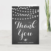 White Fairy Lights Chalkboard Danke Karte