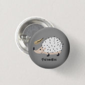 White Fall Igel Niedlich Silver Grau Hat Button (Vorne & Hinten)
