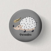 White Fall Igel Niedlich Silver Grau Hat Button (Vorderseite)