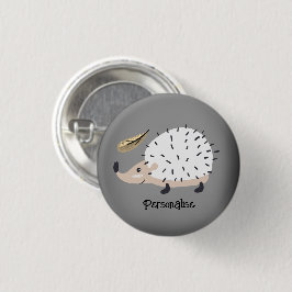 White Fall Igel Niedlich Silver Grau Hat Button
