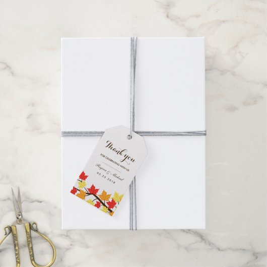 White Fall Maple Leaf Herbstblatt Hochzeitsgeschen Geschenkanhänger (Mit Garn)