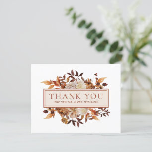 White Fall Terracotta Blätter Floral Vielen Dank Karte