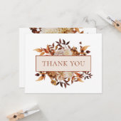 White Fall Terracotta Blätter Floral Vielen Dank Karte (Vorderseite/Rückseite Beispiel)