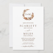 White Fall Terracotta Monogram Wedding Einladung (Vorderseite)