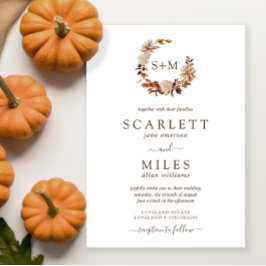 White Fall Terracotta Monogram Wedding Einladung
