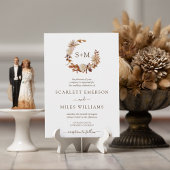 White Fall Terracotta Monogram Wreath Wedding Einladung