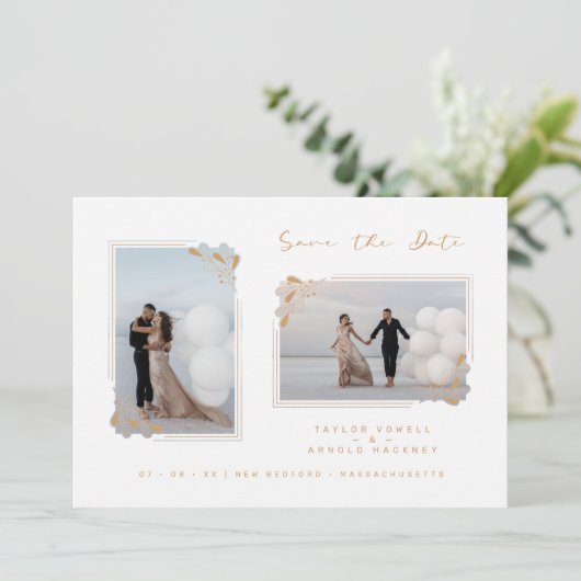 White Fancy Golden Minimalist Branches 2 Photos (Stehend Vorderseite)