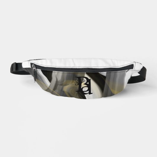 White Fanny Pack Trend Abstrakt Art Black Gold Bauchtasche (Vorderseite)
