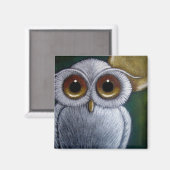 WHITE FANTASY BABY OWL Magnet (Vorderseite/Rückseite)
