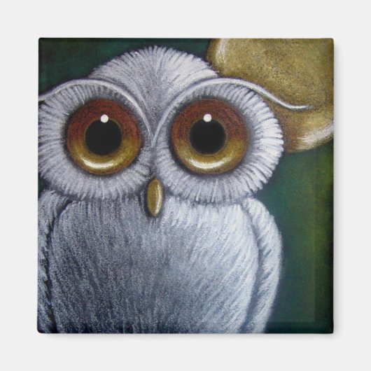 WHITE FANTASY BABY OWL Magnet (Vorne)