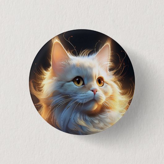 White Fantasy Cat Button (Vorderseite)