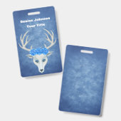 White Fantasy Deer Head Antlers Hübsche Rose Blau Ausweis (Vorder- & Rückseite)