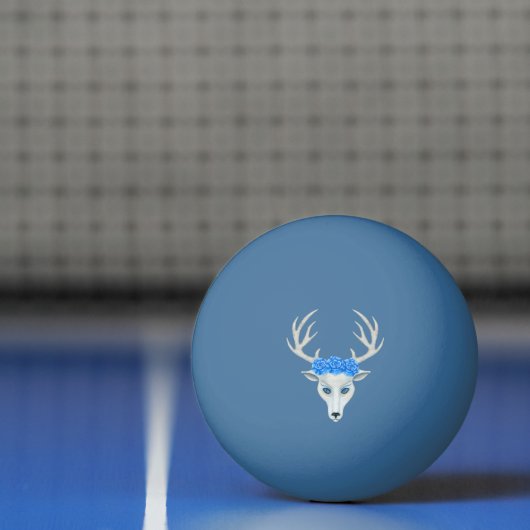 White Fantasy Deer Head Antlers Rose Blue Eyes Tischtennisball (Netto)